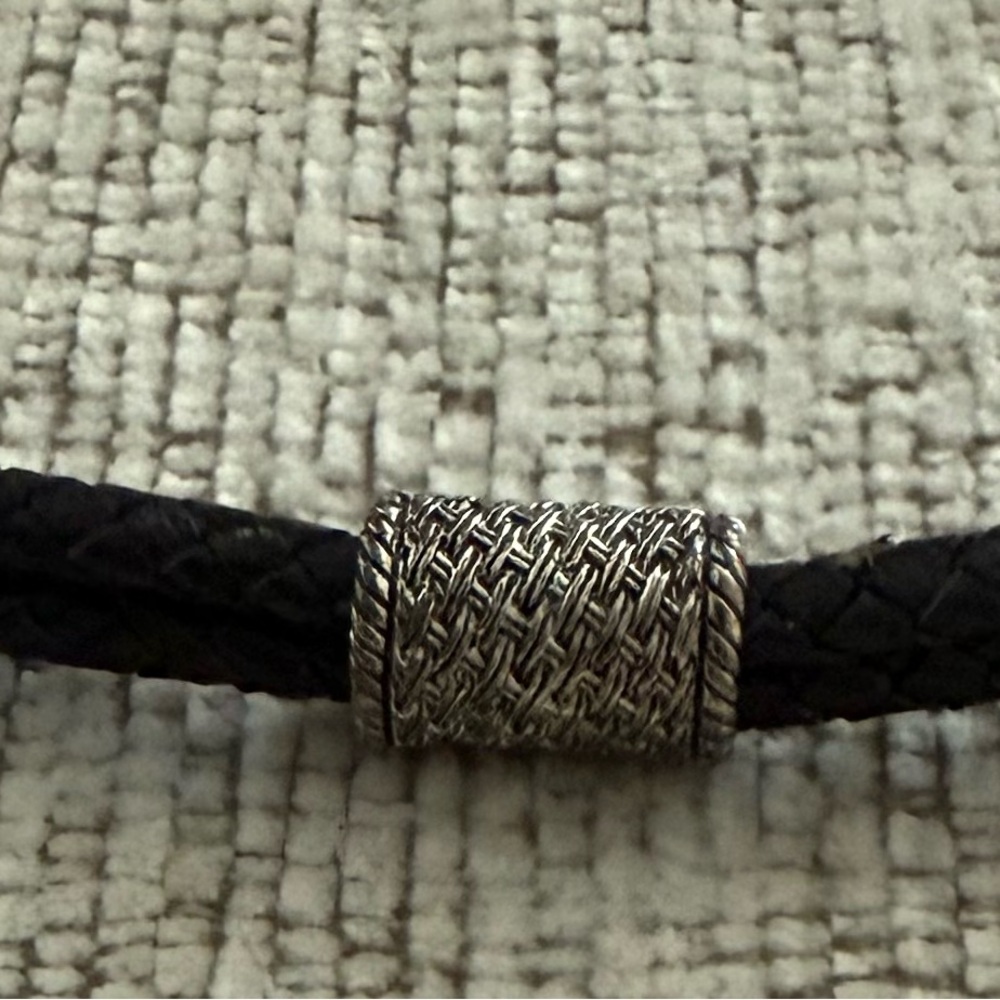 Black Braided Bracelet with Silver Accent